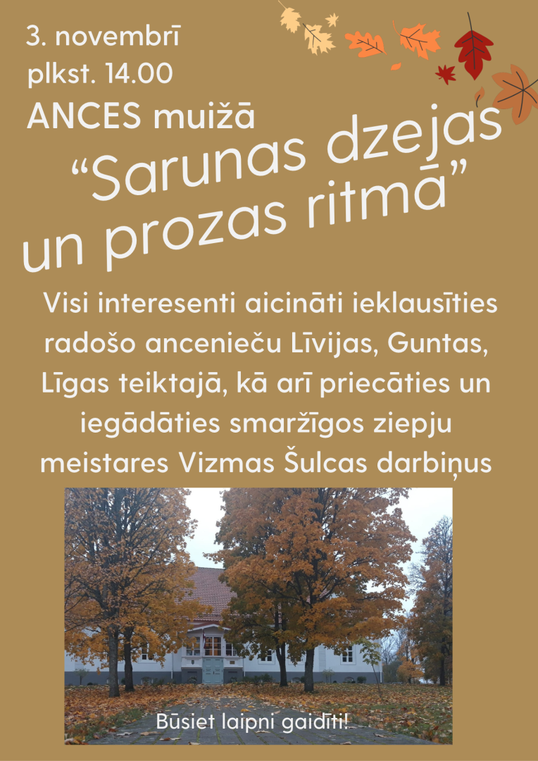 Novembrī Ancē notiks sarunas dzejas un prozas ritmā