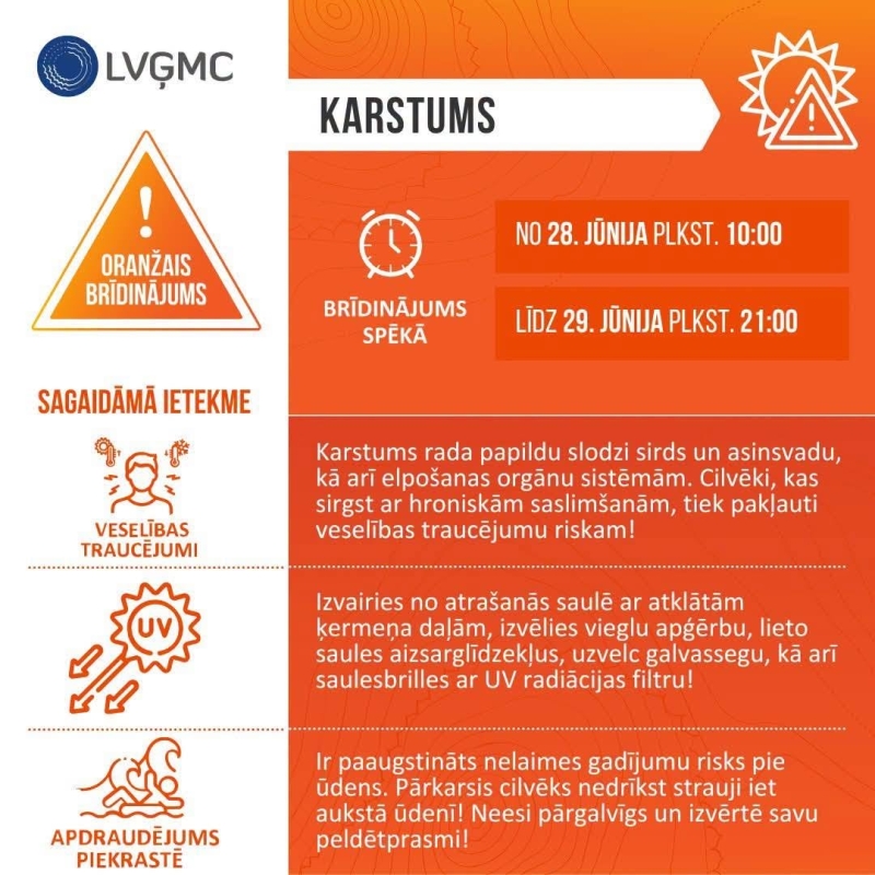 Latvijā gaidāms stiprs karstums