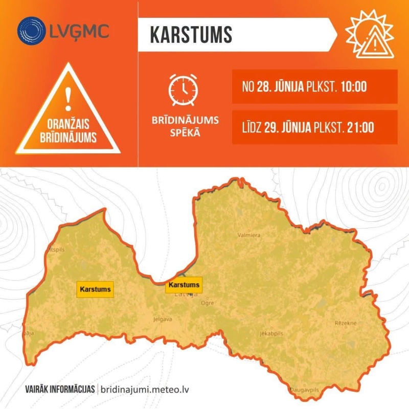 Latvijā gaidāms stiprs karstums
