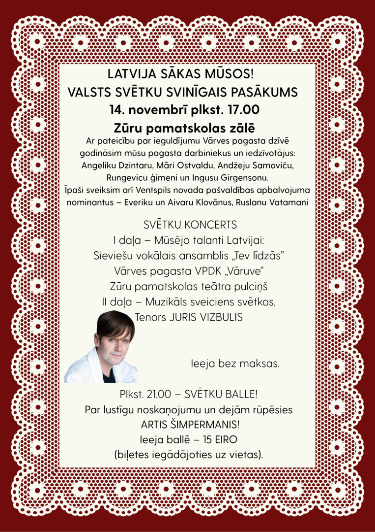 Zūrās valsts svētkos godinās Vārveniekus