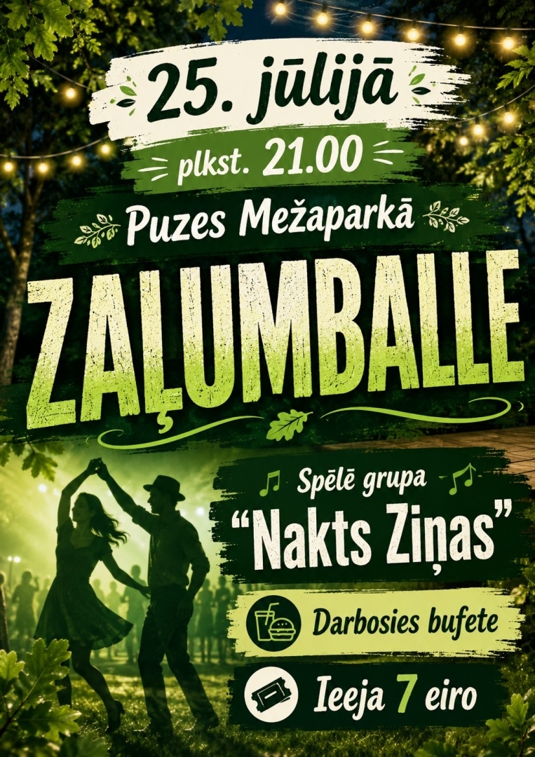 25. jūlijā Puzes mežaparkā notiks Zaļumballe