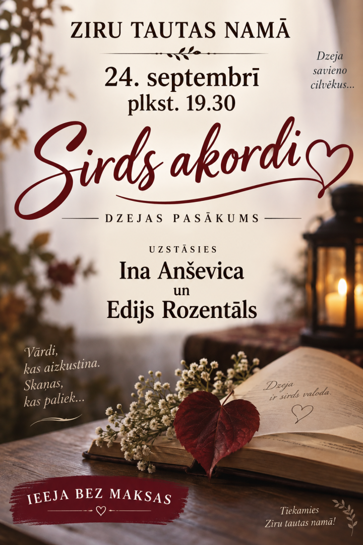 Zirās notiks dzejas pasākums
