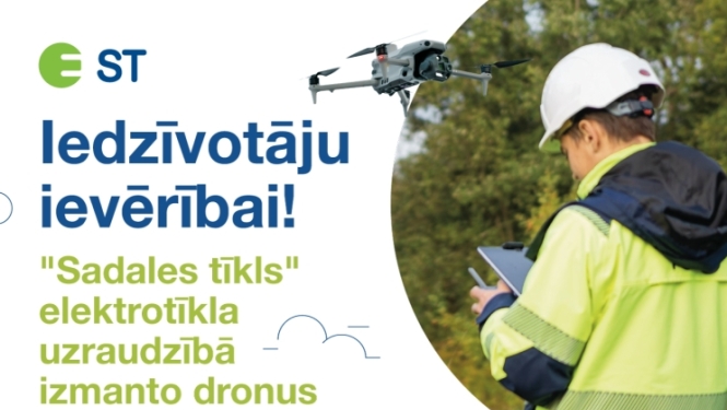 AS "Sadales tīkls" uzsāks elektrotīkla uzraudzību ar dronu palīdzību