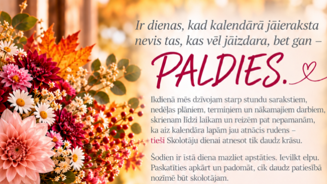 Skolotāju dienas apsveikums