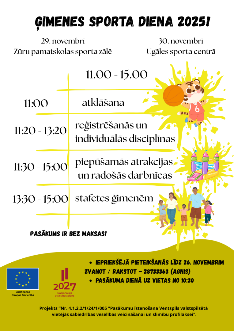 Ģimeņu sporta diena notiks Zūrās un Ugālē