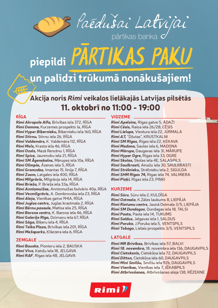 Aicinājums ziedot "Rimi" veikalos