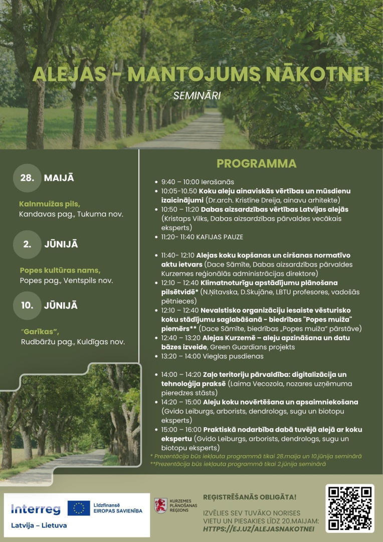 Notiks semināri par aleju mantojumu