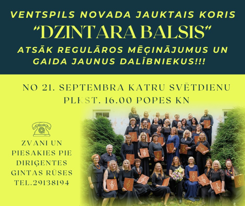 Novada koris “Dzintara balsis” uzsāk regulārus mēģinājumus un gaida jaunus dalībniekus