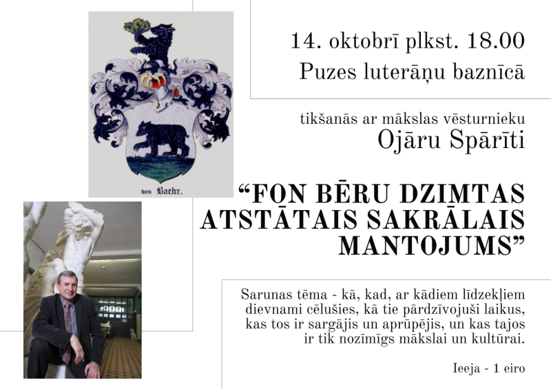 Puzē notiks tikšanās ar mākslas vēsturnieku Ojāru Spārīti