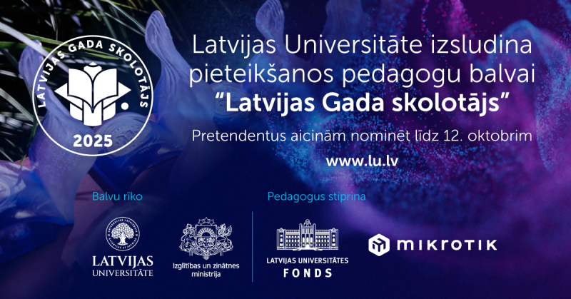 Aicina pieteikt pedagogus balvai "Latvijas gada skolotājs"