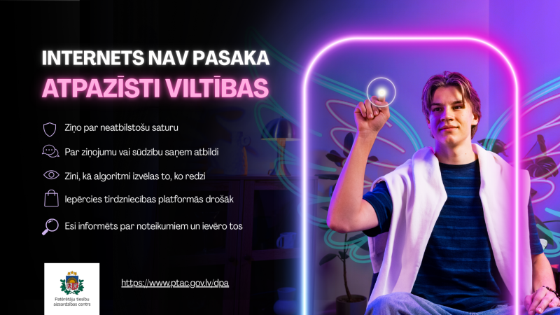 PTAC aicina atpazīt viltības un rīkoties droši tiešsaistē