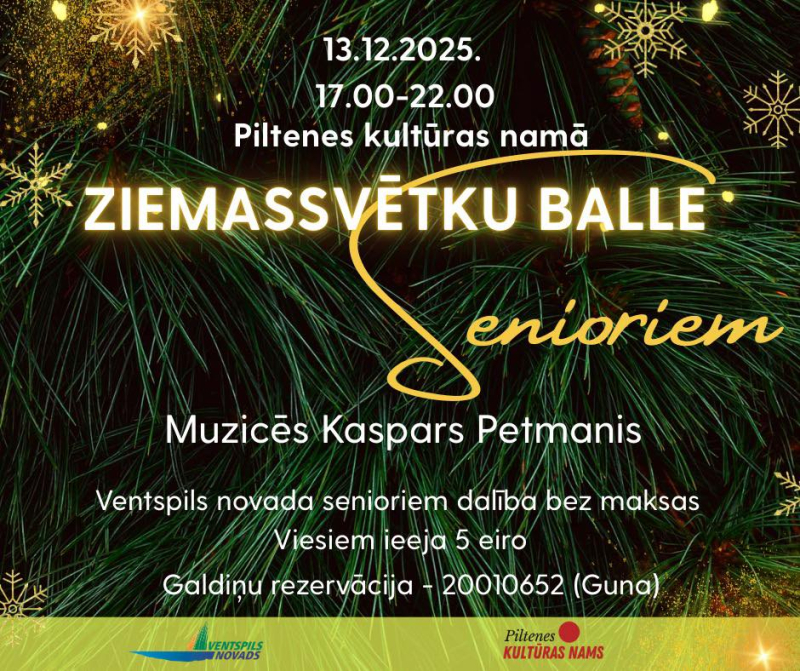 Piltenē notiks Ziemassvētku balle senioriem