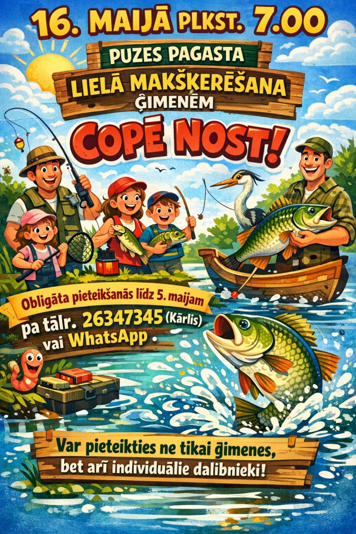 Lielā makšķerēšana Puzē notiks 16. maijā