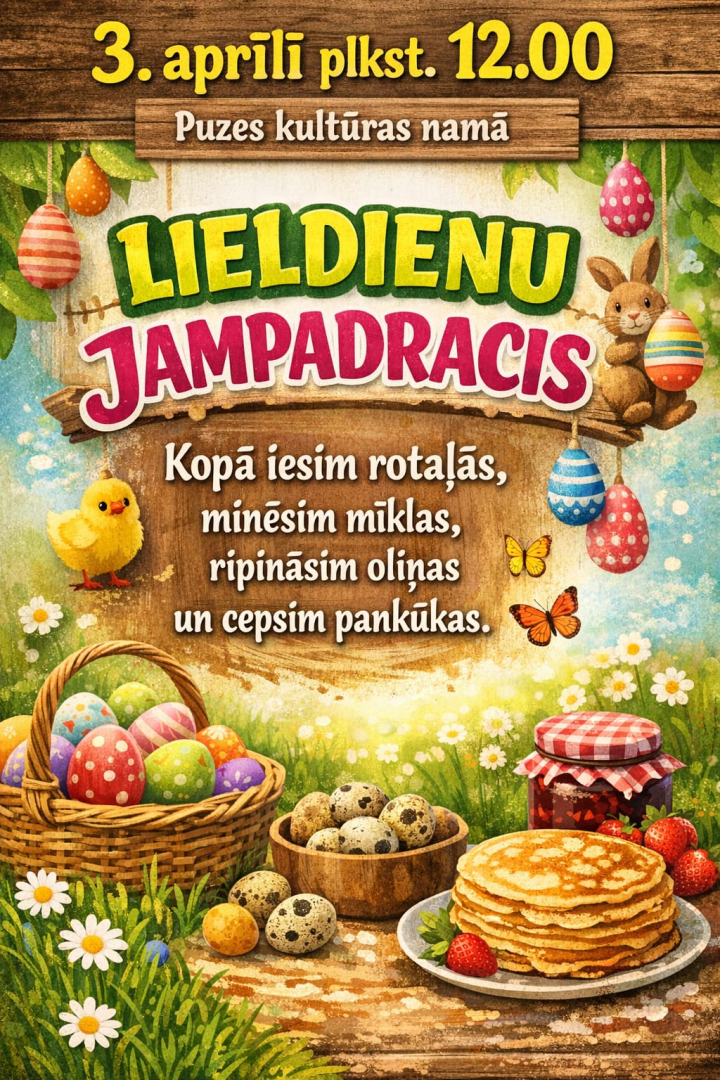 3. aprīlī Puzē notiks Lieldienu svinības