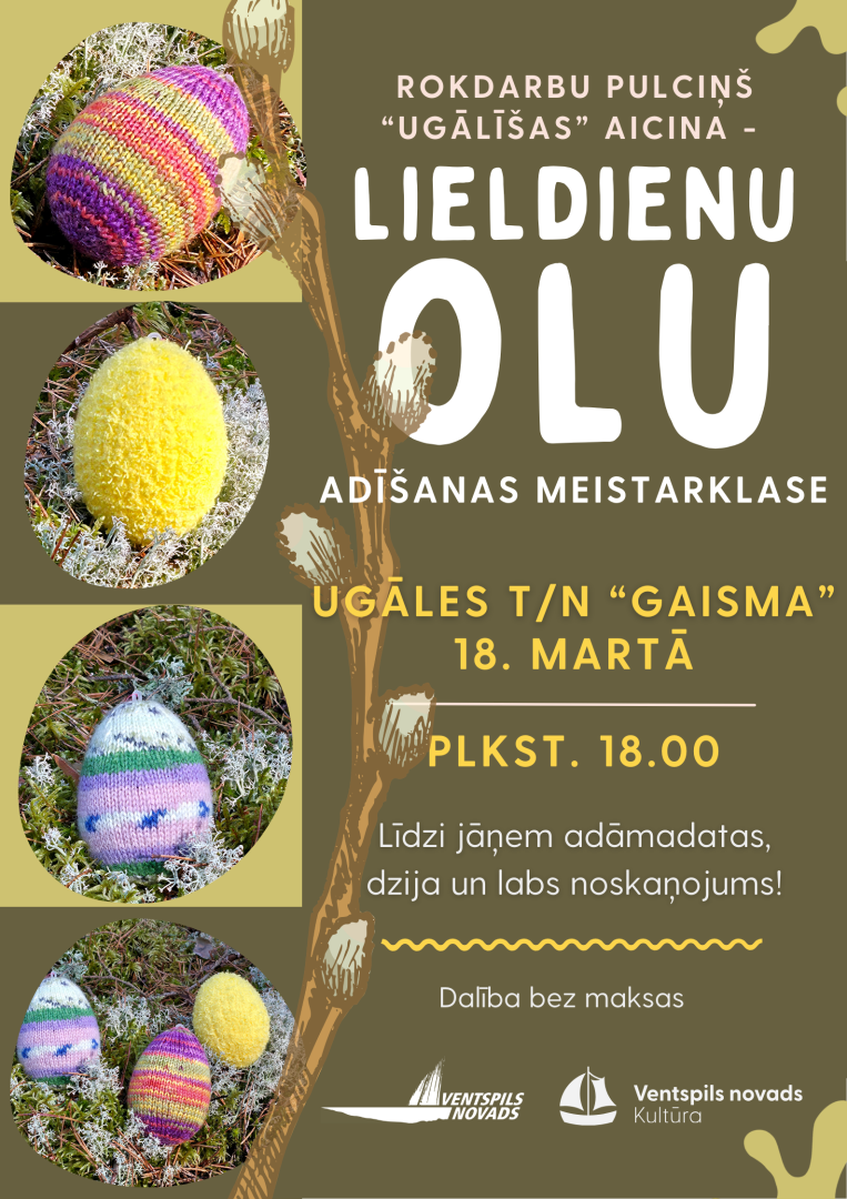 Ugālē notiks Lieldienu olu adīsanas meistarklase