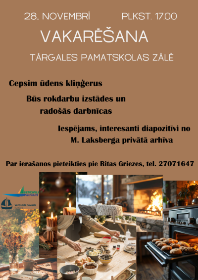 28. novembrī Tārgalē notiks vakarēšanas pasākums