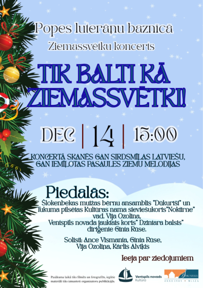 Popes luterāņu baznīcā notiks Ziemassvētku koncerts