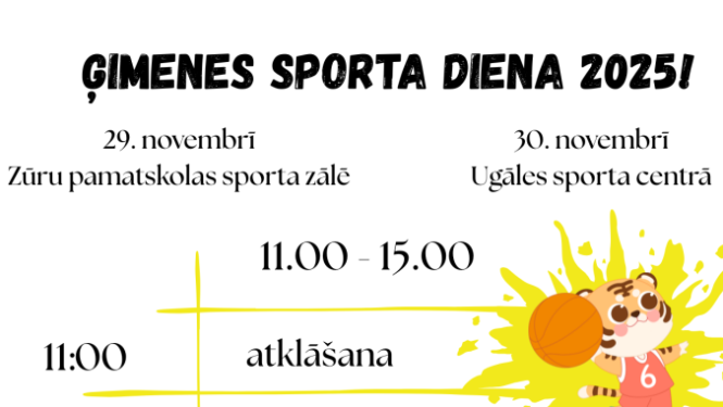 Ģimeņu sporta diena notiks Zūrās un Ugālē