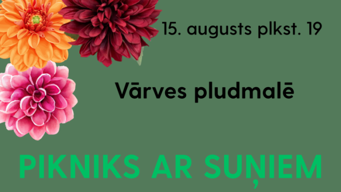 15. augustā plkst. 19.00 notiks pikniks ar suņiem Vārves pludmalē
