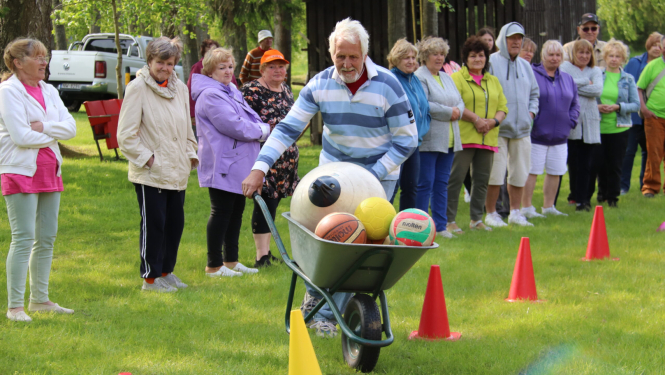 Seniors stumj ķerru