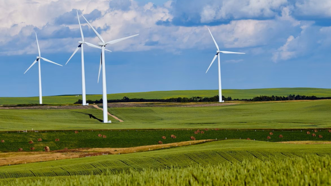 Vēja elektrostaciju parka vizuālis