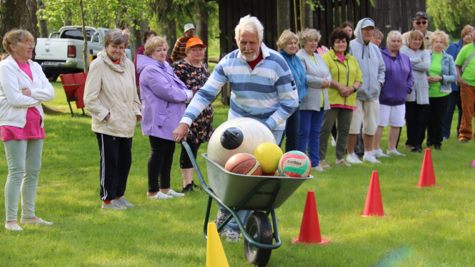 Seniors stumj ķerru