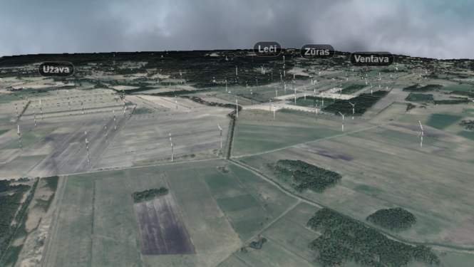 Vēja elektrostaciju parka vizuālis