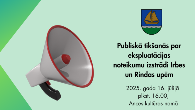 Publiskā tikšanās par ekspluatācijas noteikumu izstrādi Irbes un Rindas upei