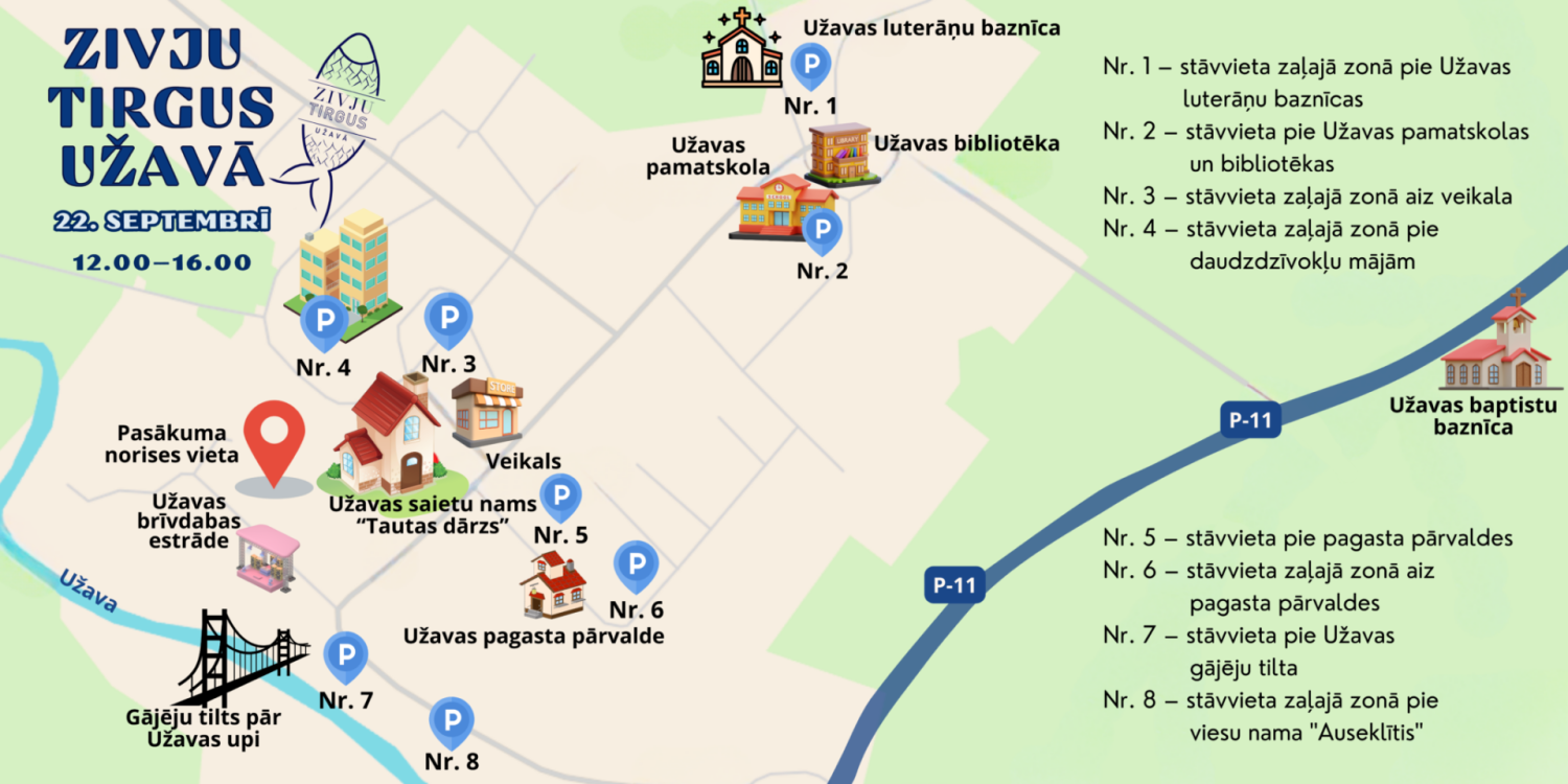 Užavas zivju tirgus karte