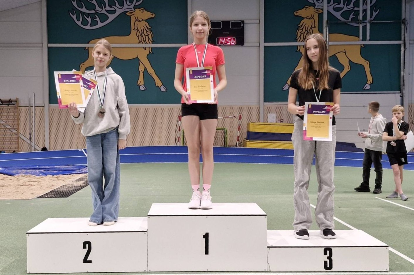 60 metru barjerskrējiena U14 meiteņu pjedestāls