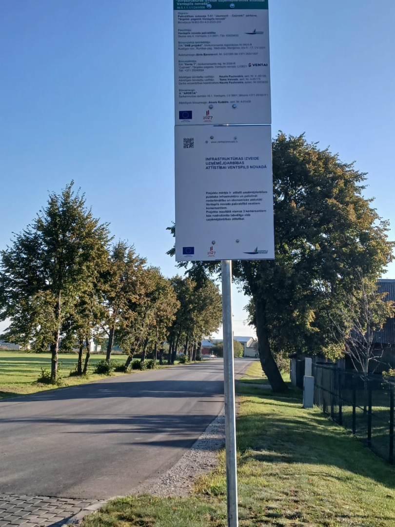 Pabeigta pašvaldības autoceļa pārbūve uzņēmējdarbības attīstībai  